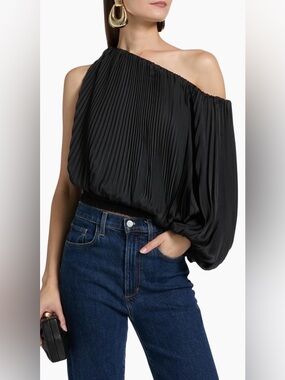 A.L.C. Mara Pleated One-Shoulder Top